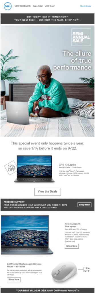 Dell special discount email example